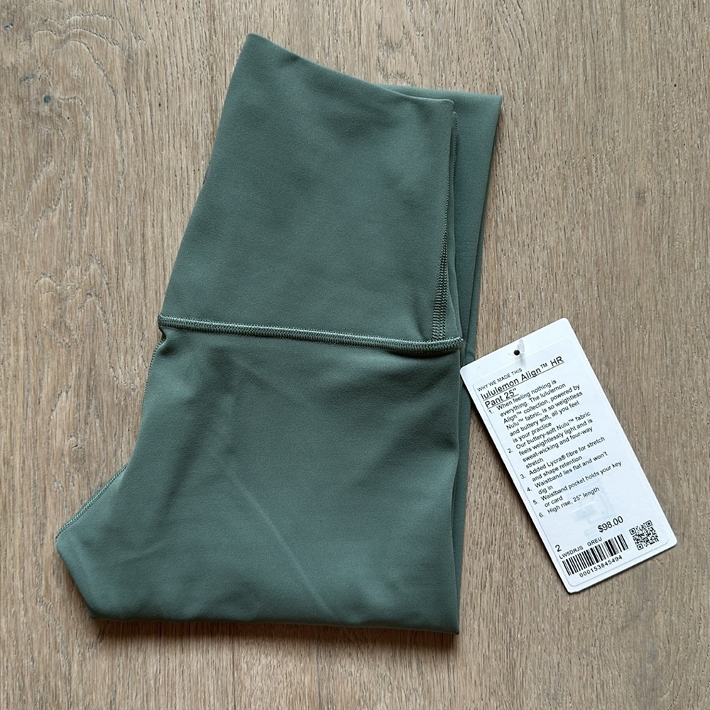 NWT align high rise pant 25" grey eucalyptus size 2 lululemon